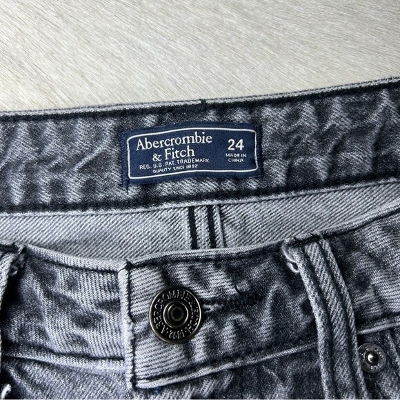 Abercrombie & Fitch gray A Line denim cut off mini skirt women's size XS 24 - Picture 4 of 4
